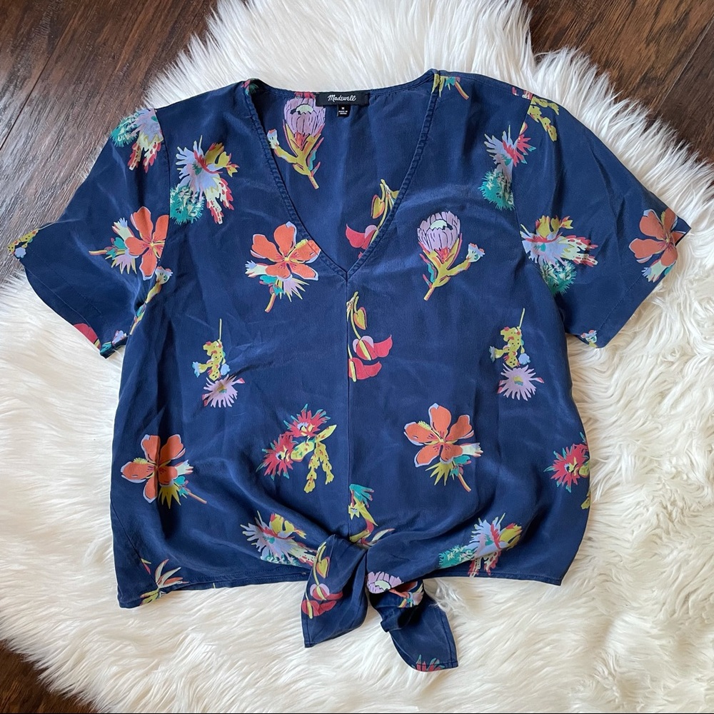 Madewell Silk Novel Tie-Front Top